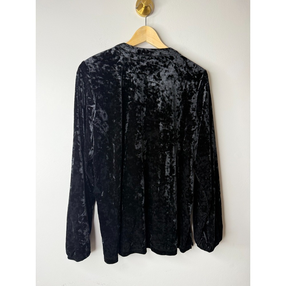 "As Is" Belle Boho by Kim Gravel Crushed velvet Embroidered Top Blackı L {#142-W - Picture 4 of 4